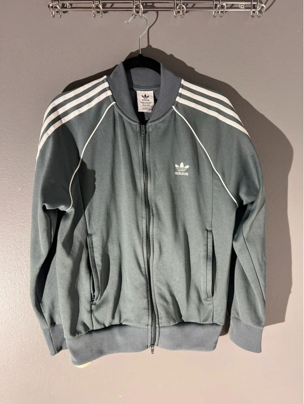 Men's Adidas Originals Primeblue Track Jacket - Gray (Fits Like Medium)
